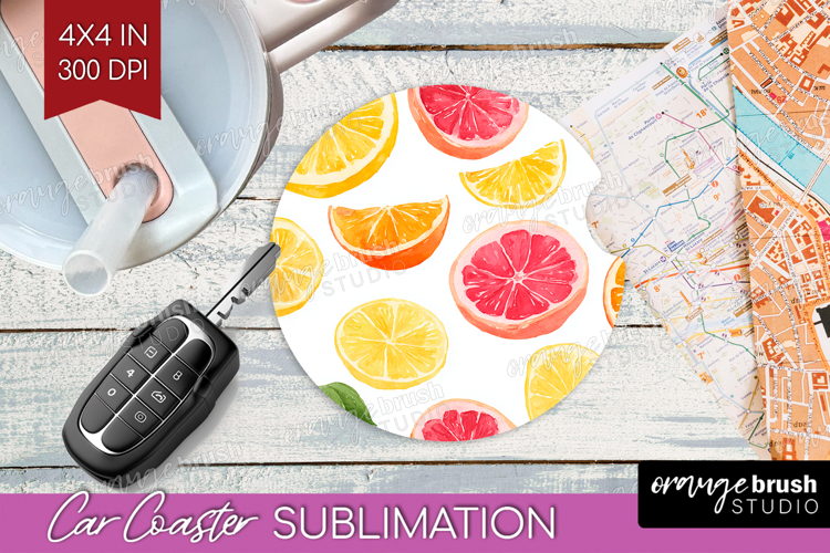 Abstract Fruit Car Coaster - Tutti Frutti Coaster PNG