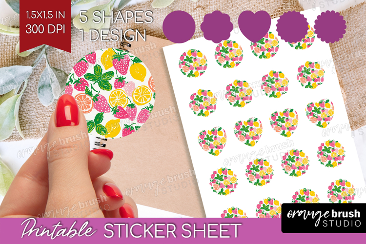 Abstract Fruit Round Sticker - Tutti Frutti Printable Sheet