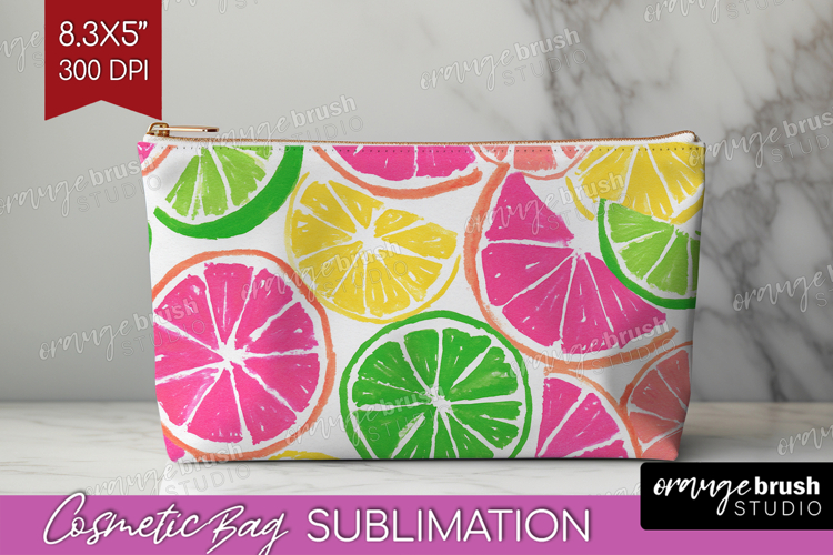 Abstract Fruit Cosmetic Bag - Tutti Frutti Makeup Bag PNG