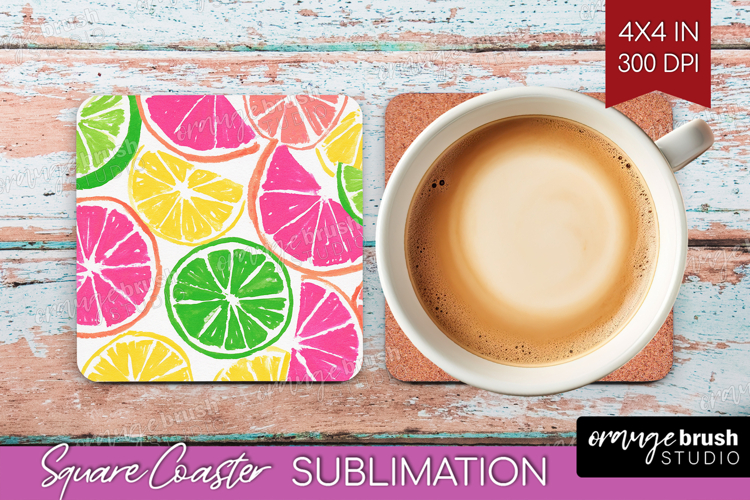Abstract Fruit Square Coaster - Tutti Frutti Coaster PNG