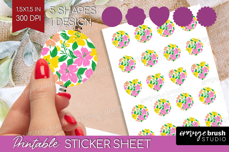Abstract Fruit Round Sticker - Tutti Frutti Printable Sheet