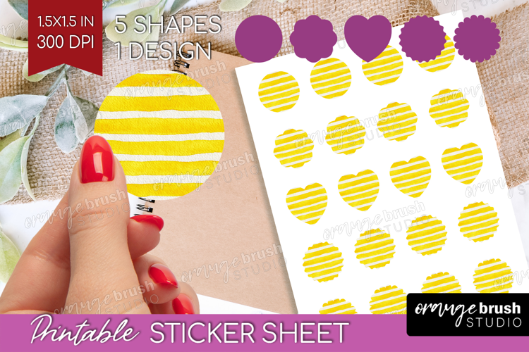 Abstract Fruit Round Sticker - Tutti Frutti Printable Sheet
