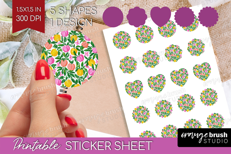 Abstract Fruit Round Sticker - Tutti Frutti Printable Sheet