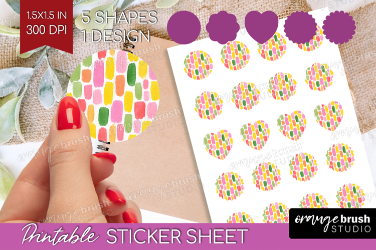 Abstract Fruit Round Sticker - Tutti Frutti Printable Sheet