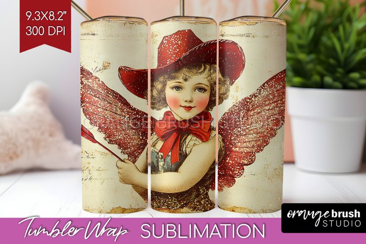 Valentine Angel Tumbler Wrap - Cupid Tumbler PNG Sublimation
