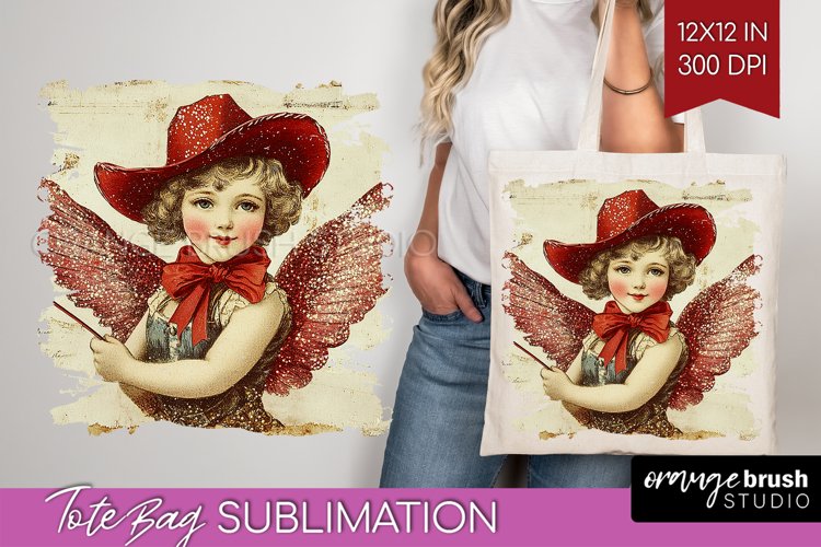 Valentine Angel Tote Bag - Cupid Tote Bag PNG Sublimation