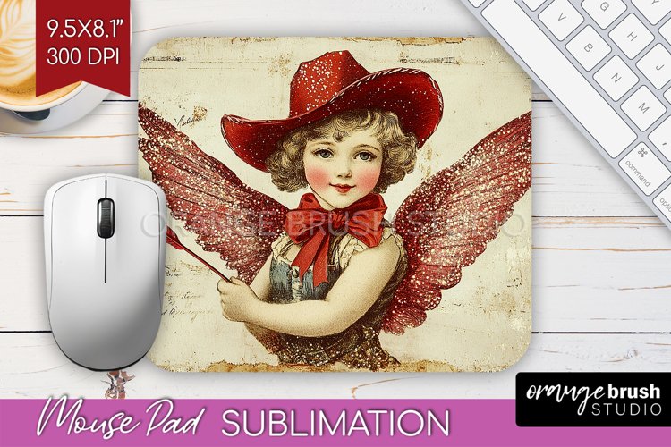 Valentine Angel Mouse Pad Sublimation - Cupid Mousepad PNG