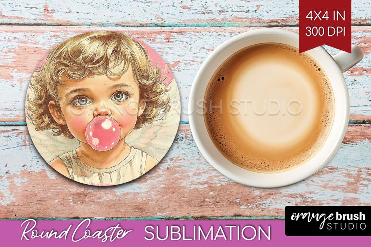 Valentine Angel Round Coaster - Cupid Coaster PNG