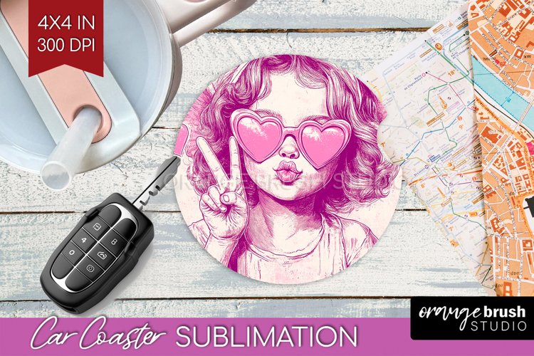 Valentine Angel Car Coaster - Cupid Coaster PNG Sublimation