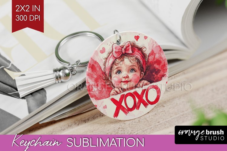 Valentine Angel Keychain PNG - Cupid Keychain Sublimation
