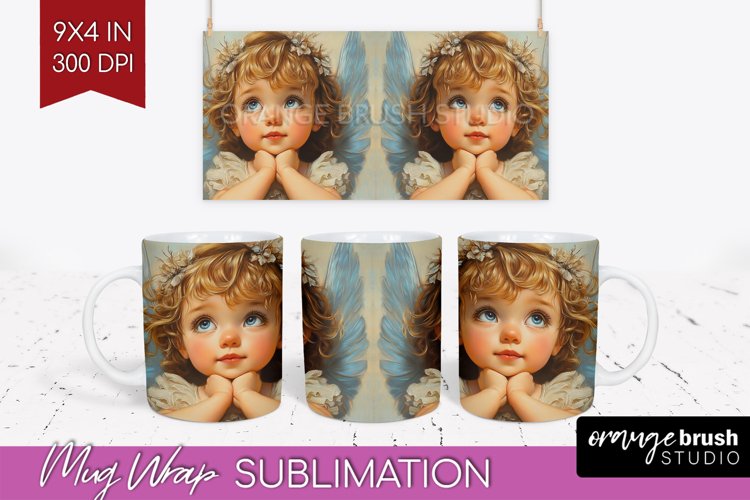 Valentine Angel Mug Wrap - Cupid Mug PNG Sublimation