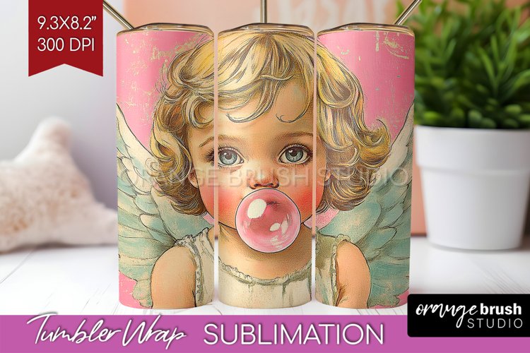 Valentine Angel Tumbler Wrap - Cupid Tumbler PNG Sublimation