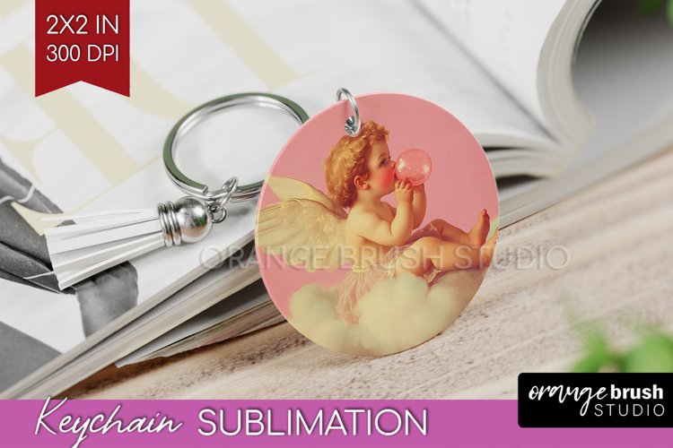 Valentine Angel Keychain PNG - Cupid Keychain Sublimation