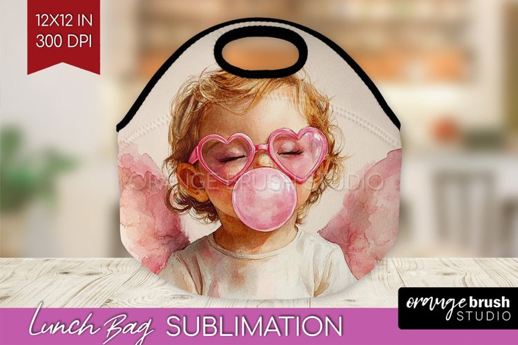 Valentine Angel Lunch Bag - Cupid Lunch Bug PNG Sublimation