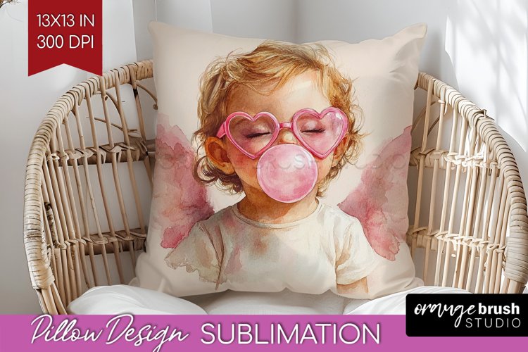 Valentine Angel Pillow Sublimation - Cupid Pillow Cover PNG