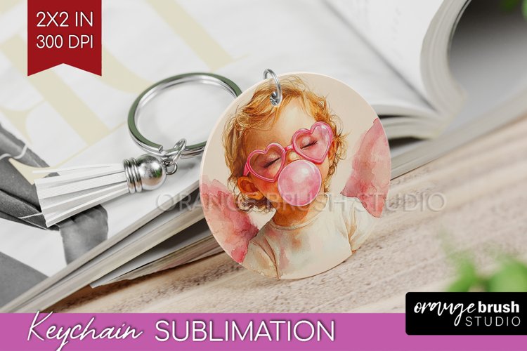 Valentine Angel Keychain PNG - Cupid Keychain Sublimation