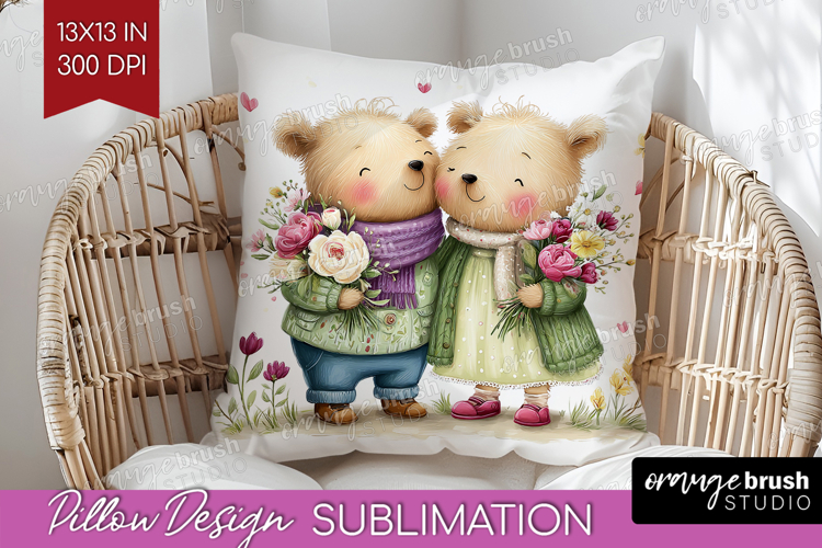 Couple Animals Pillow Sublimation - Valentines Day Pillow