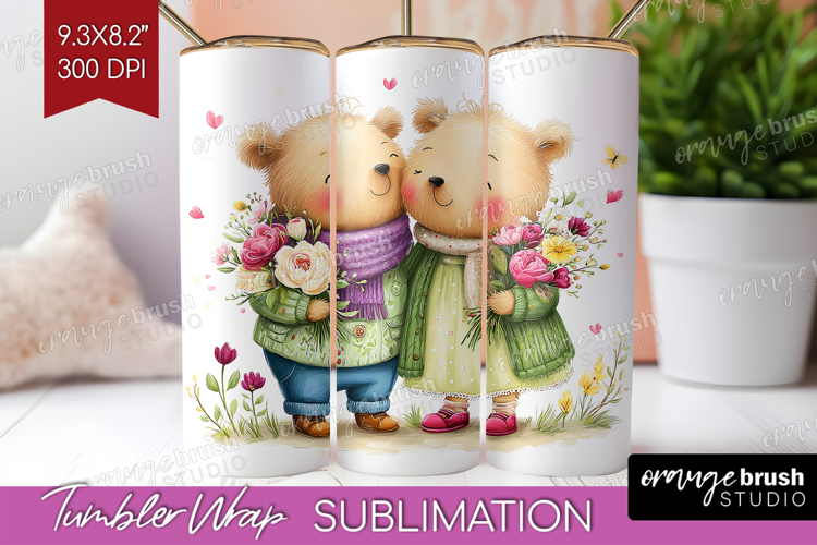 Couple Animals Tumbler Wrap - Valentines Day Tumbler PNG