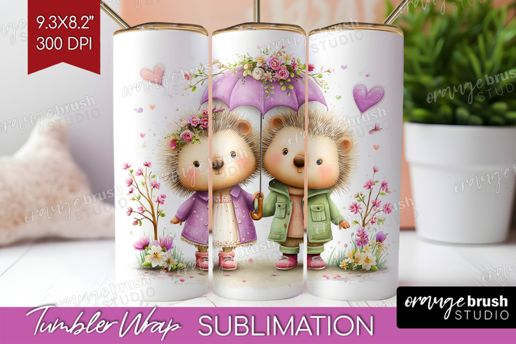 Couple Animals Tumbler Wrap - Valentines Day Tumbler PNG
