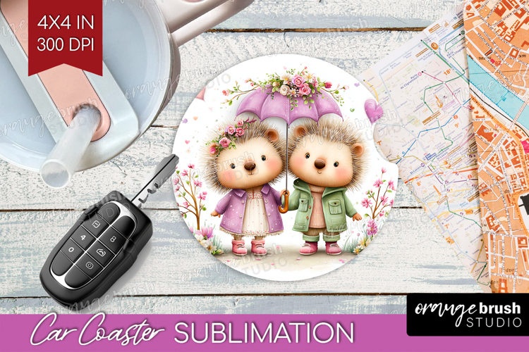 Couple Animals Car Coaster - Valentines Day Coaster PNG