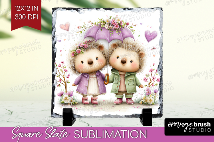 Couple Animals Slate PNG - Valentines Day Square Slate