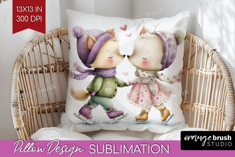 Couple Animals Pillow Sublimation - Valentines Day Pillow