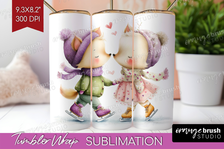 Couple Animals Tumbler Wrap - Valentines Day Tumbler PNG