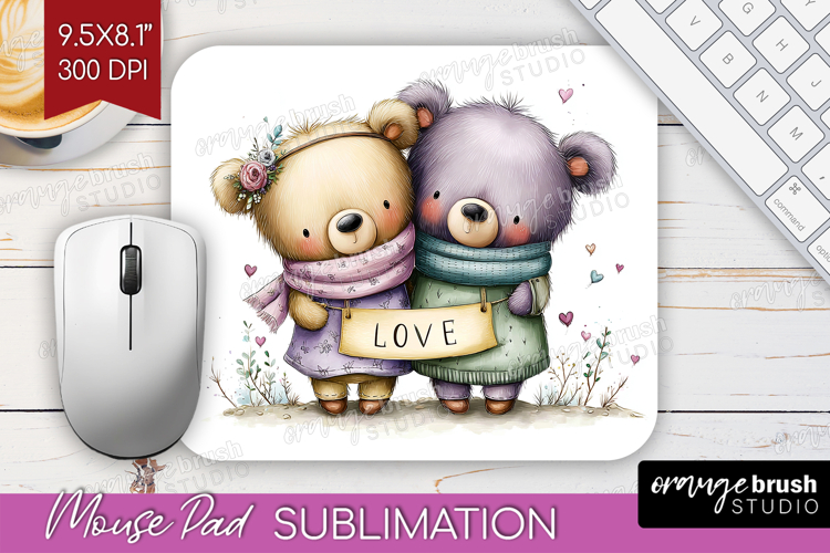Couple Animals Mouse Pad Sublimation - Valentines Day PNG