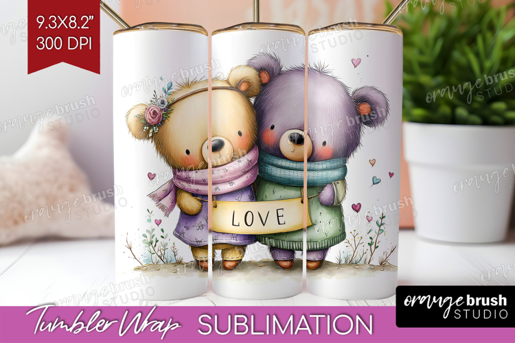 Couple Animals Tumbler Wrap - Valentines Day Tumbler PNG