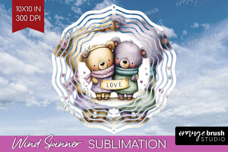 Couple Animals Wind Spinner Sublimation PNG - Valentines Day
