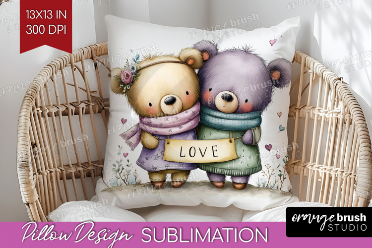 Couple Animals Pillow Sublimation - Valentines Day Pillow