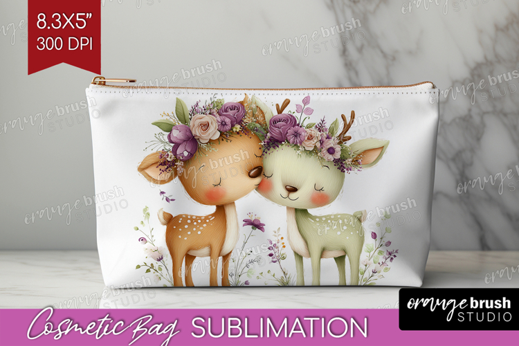 Couple Animals Cosmetic Bag - Valentines Day Makeup Bag PNG