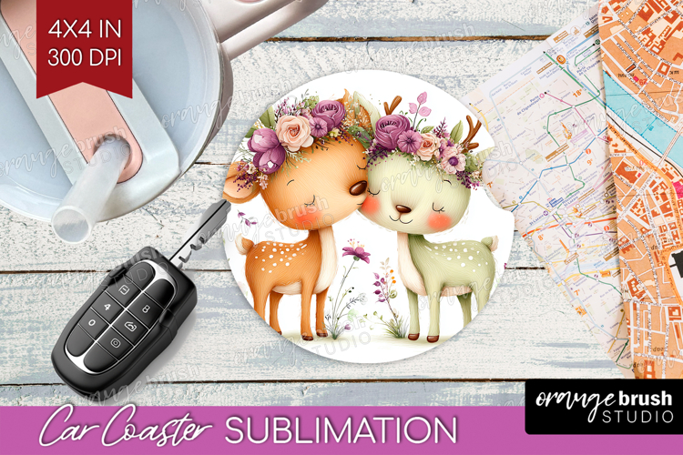 Couple Animals Car Coaster - Valentines Day Coaster PNG