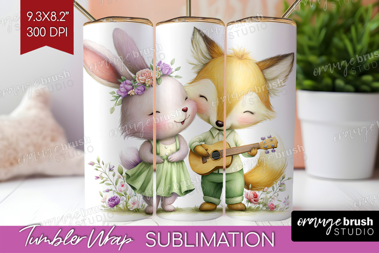 Couple Animals Tumbler Wrap - Valentines Day Tumbler PNG