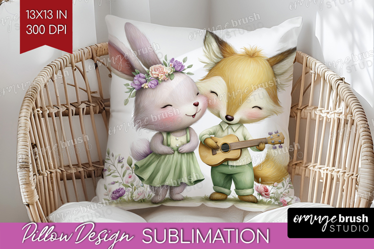 Couple Animals Pillow Sublimation - Valentines Day Pillow