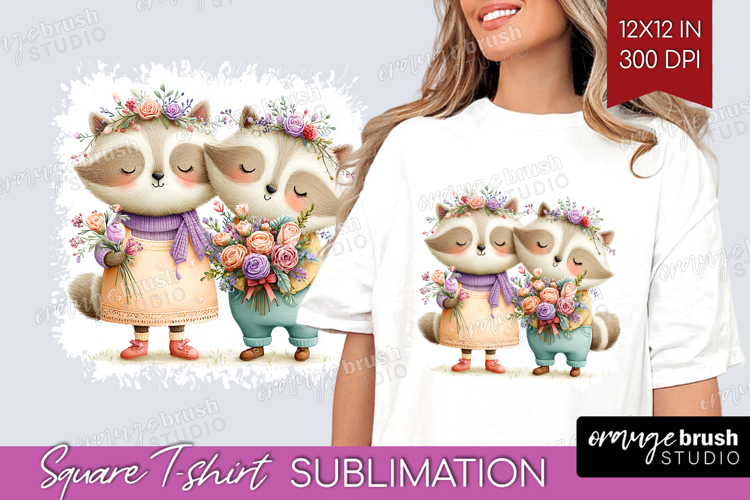 Couple Animals Square Tshirt Background - Valentines Day PNG