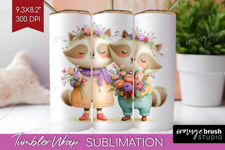 Couple Animals Tumbler Wrap - Valentines Day Tumbler PNG