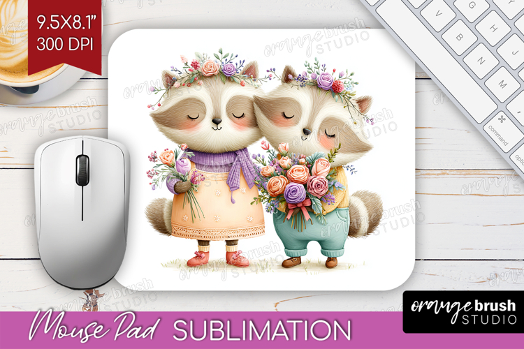 Couple Animals Mouse Pad Sublimation - Valentines Day PNG