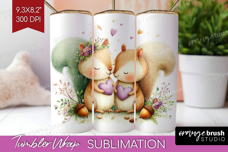 Couple Animals Tumbler Wrap - Valentines Day Tumbler PNG