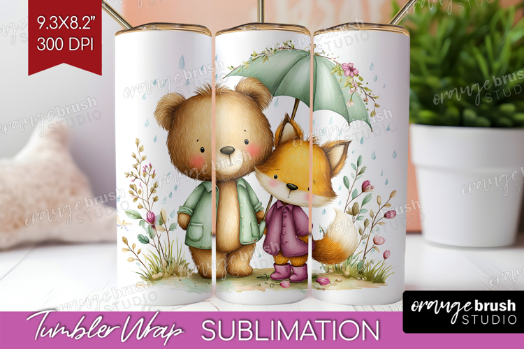 Couple Animals Tumbler Wrap - Valentines Day Tumbler PNG