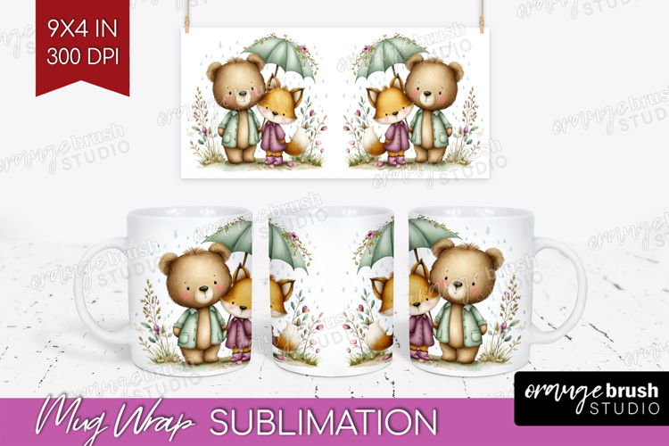 Couple Animals Mug Wrap - Valentines Day Mug PNG Sublimation