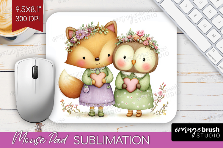 Couple Animals Mouse Pad Sublimation - Valentines Day PNG