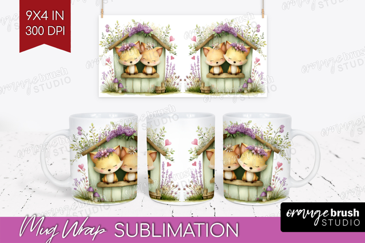Couple Animals Mug Wrap - Valentines Day Mug PNG Sublimation