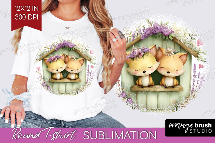 Couple Animals Round Tshirt Background - Valentines Day PNG