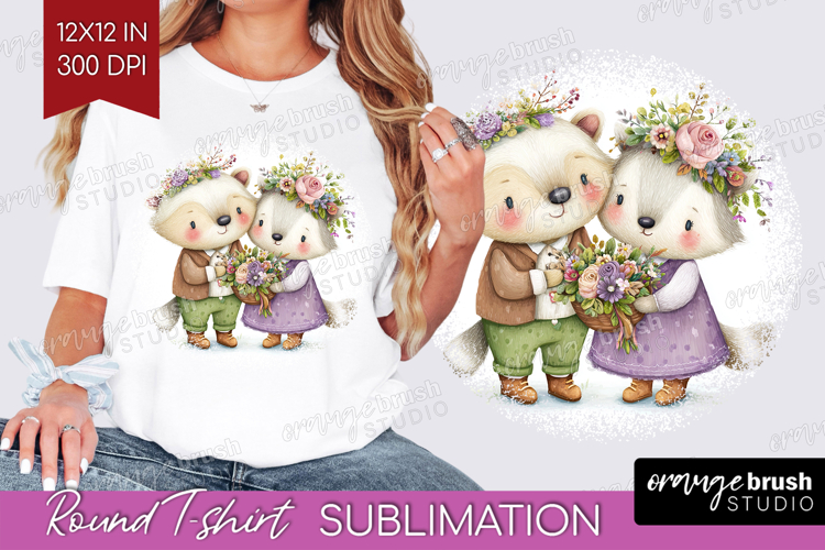 Couple Animals Round Tshirt Background - Valentines Day PNG