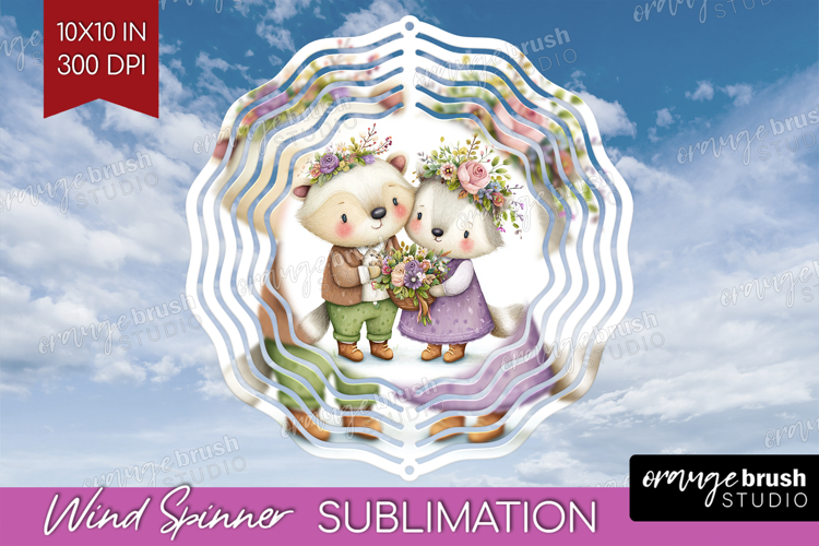 Couple Animals Wind Spinner Sublimation PNG - Valentines Day