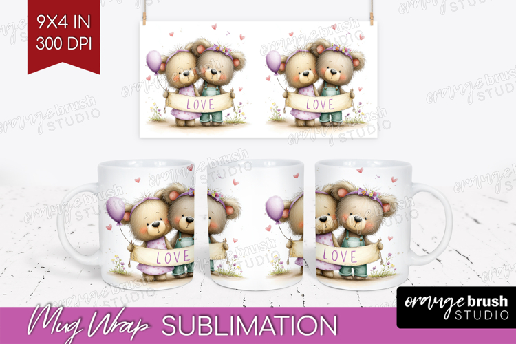 Couple Animals Mug Wrap - Valentines Day Mug PNG Sublimation
