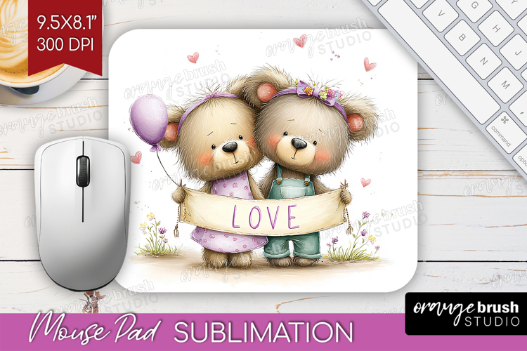 Couple Animals Mouse Pad Sublimation - Valentines Day PNG
