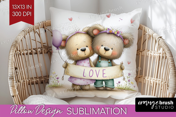 Couple Animals Pillow Sublimation - Valentines Day Pillow