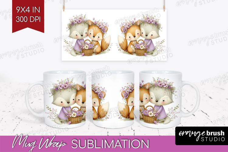 Couple Animals Mug Wrap - Valentines Day Mug PNG Sublimation